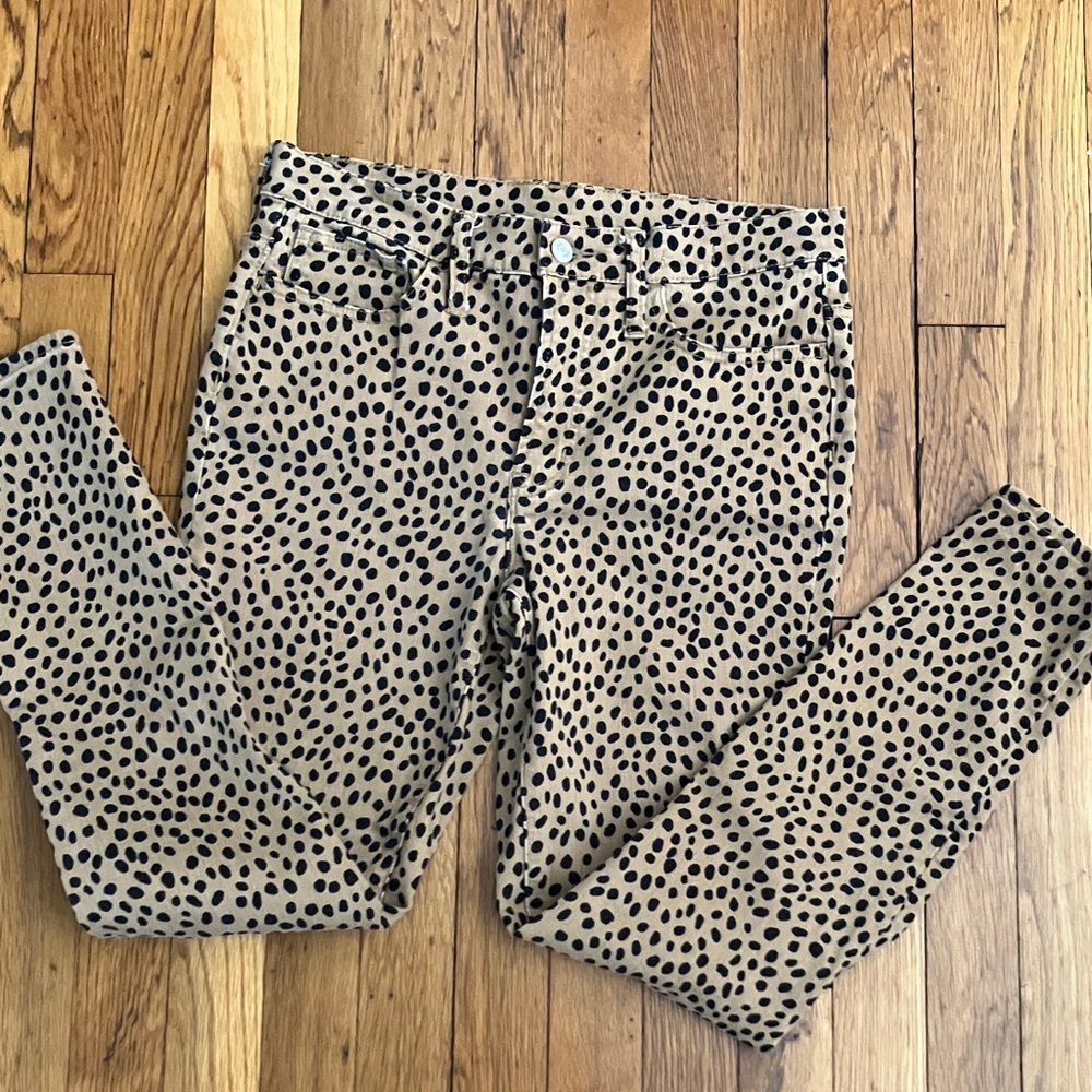 J. Crew Leopard Print Skinny Jeans - Tan and Black